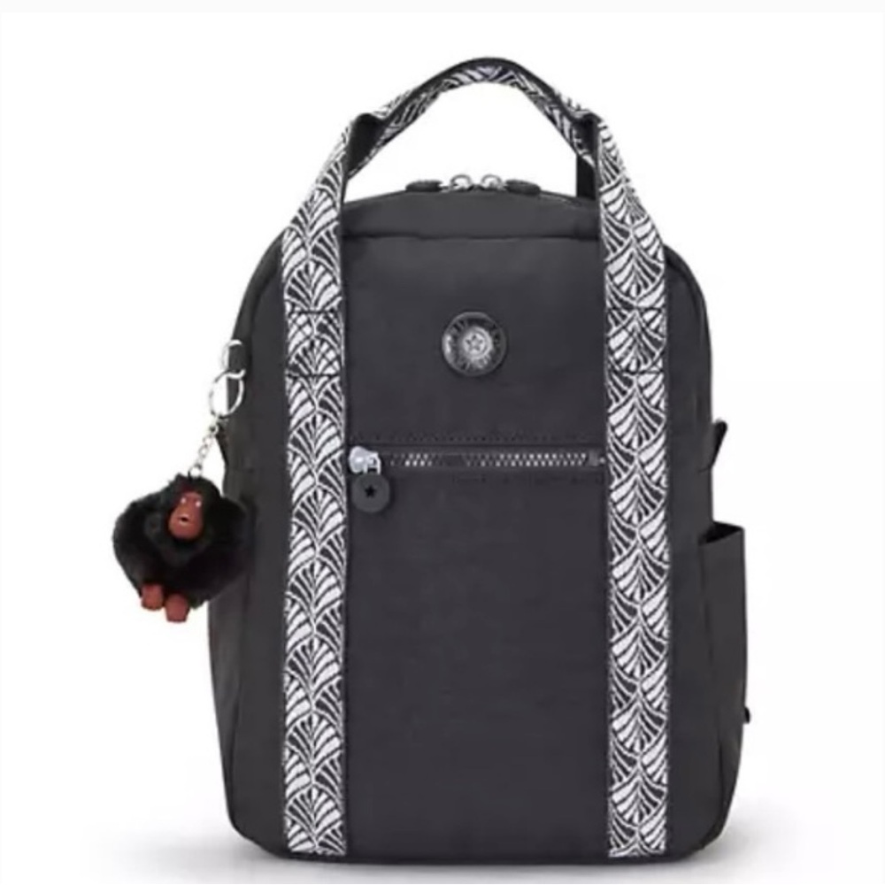Kipling Black Backpack With Patterned Straps Nwot. - image 1